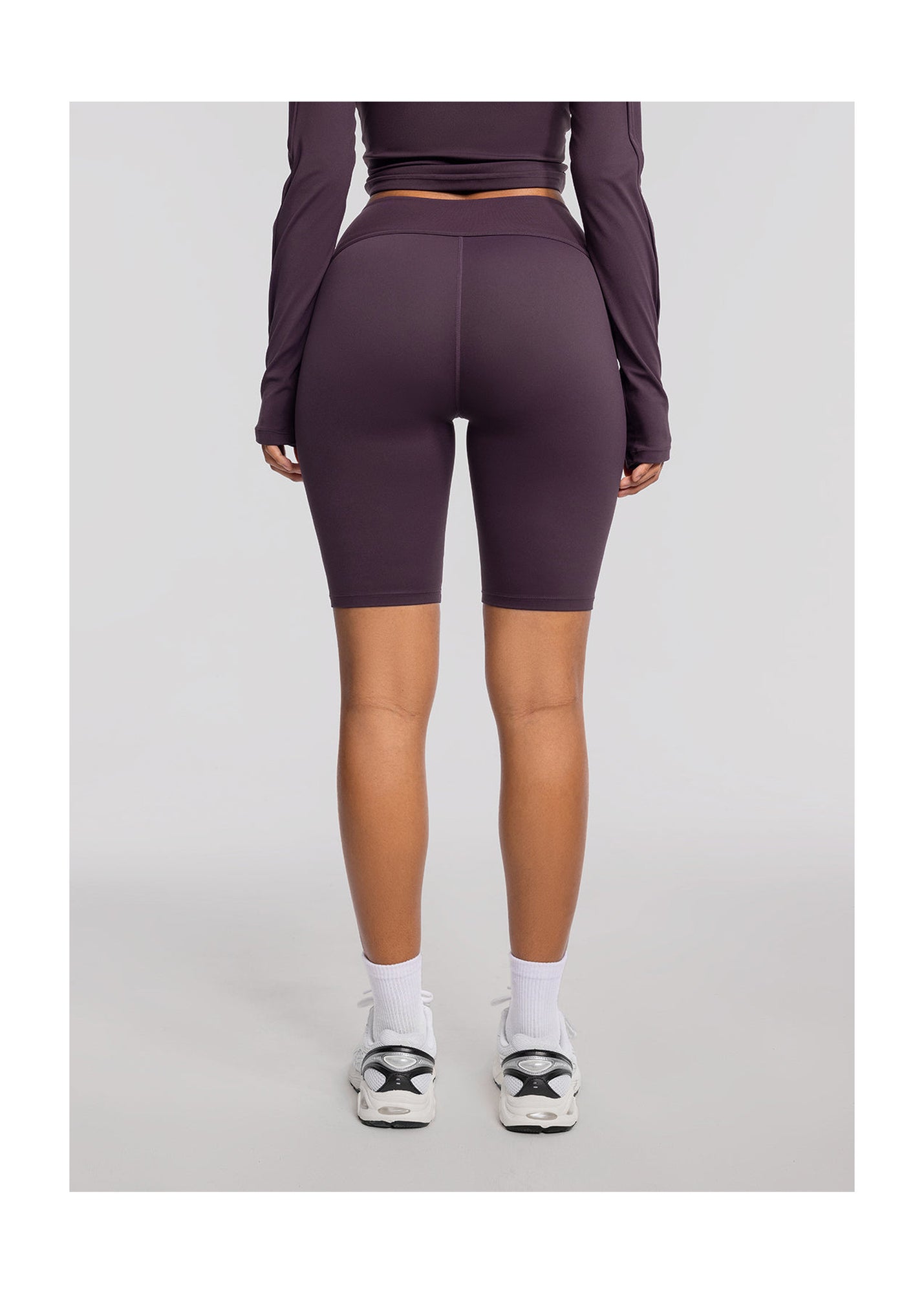 High-Waisted Performance Biker Shorts | Midnight Plum
