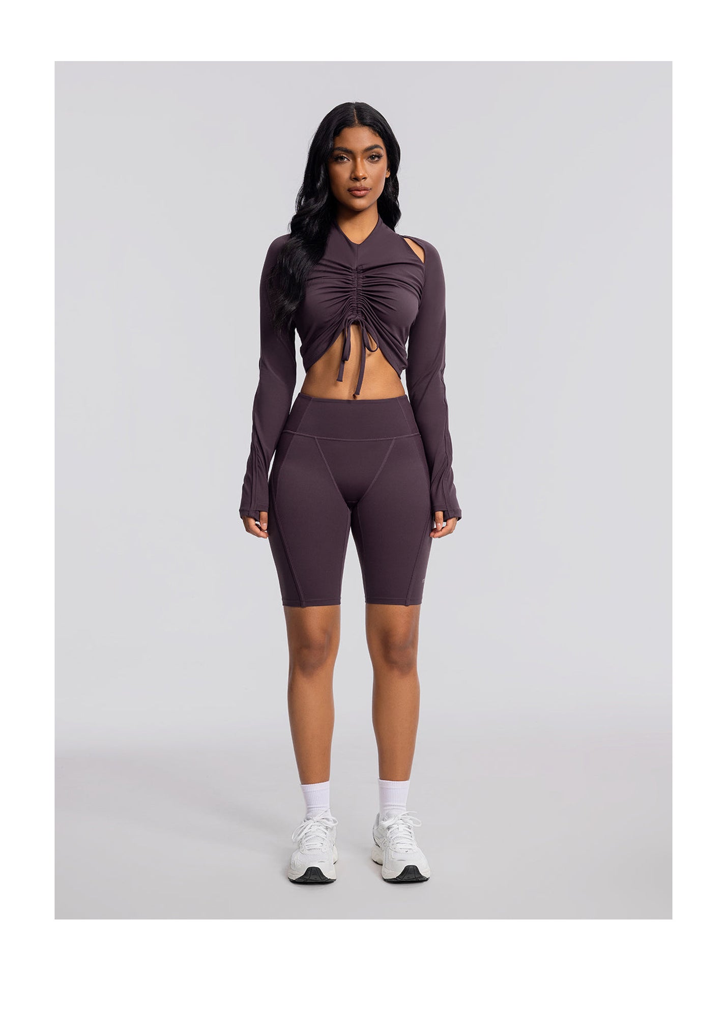 High-Waisted Performance Biker Shorts | Midnight Plum