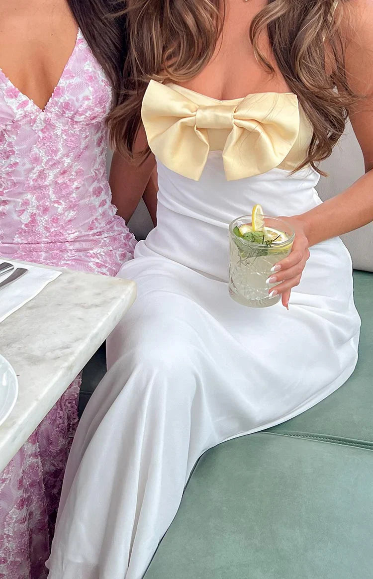 Honeydew Bow Maxi Dress | Yellow