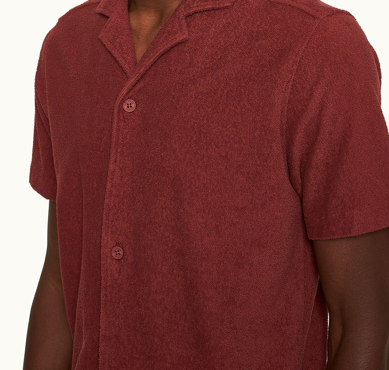 Howell Relaxed Fit Capri Collar Cotton Towelling Shirt | Copper Red
