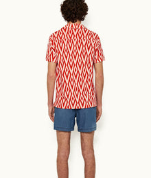 Howell Towelling Cano Geometric Capri Collar Towelling Shirt | Summer Red/White Sand