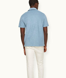 Howell Towelling Relaxed Fit Capri Collar Cotton Towelling Shirt | Wish Blue