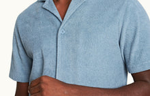 Howell Towelling Relaxed Fit Capri Collar Cotton Towelling Shirt | Wish Blue