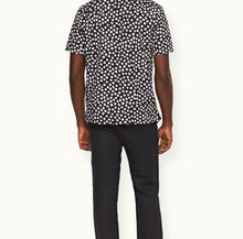 Howell Towelling Star Jacquard Relaxed Fit Capri Collar Cotton Towelling Shirt | Night Iris