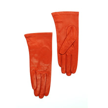 Womens | Silk Lined Leather Gloves | Orange
