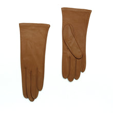 Womens | Silk Lined Leather Gloves | Tobacco