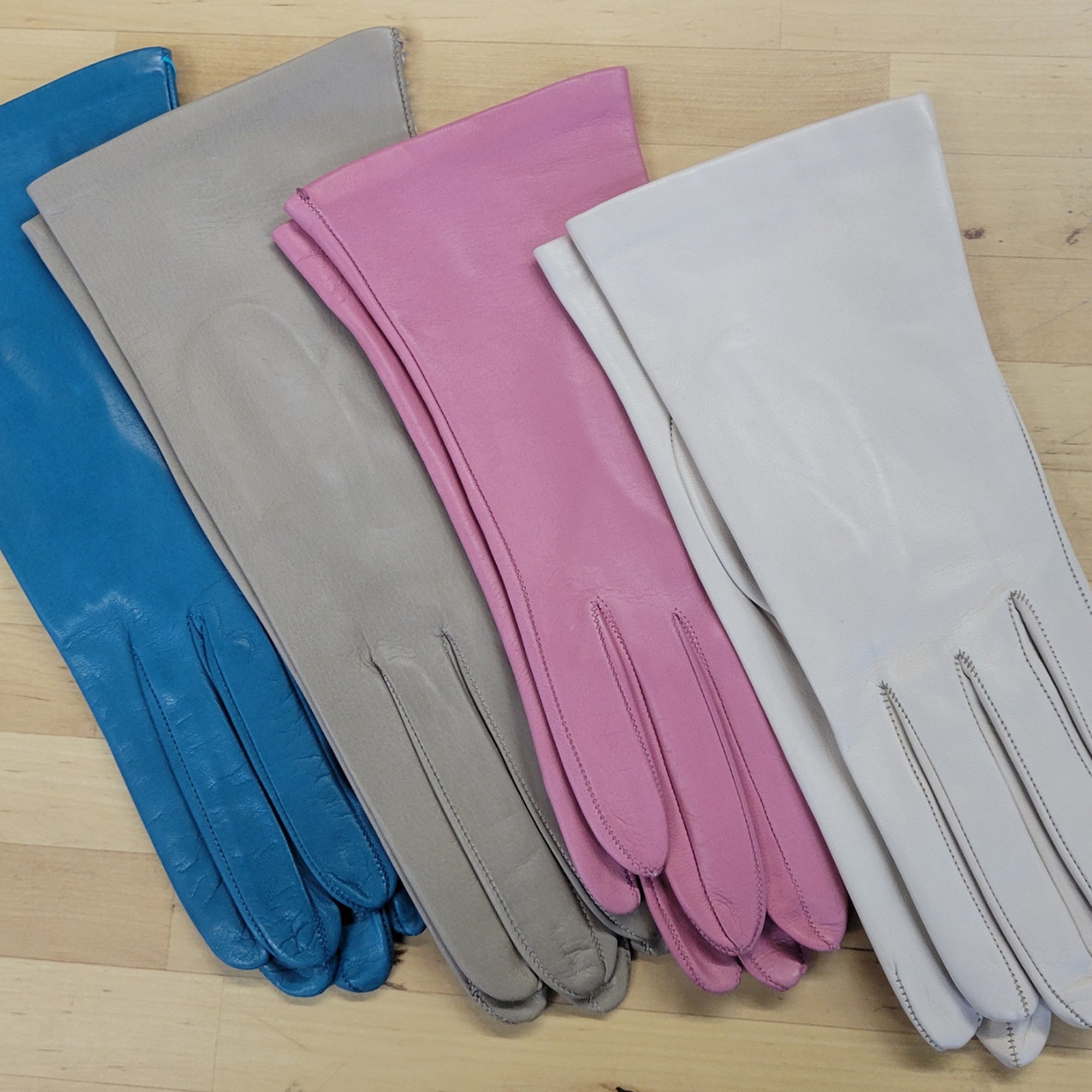 Womens | Silk Lined Leather Gloves | Denim Blue