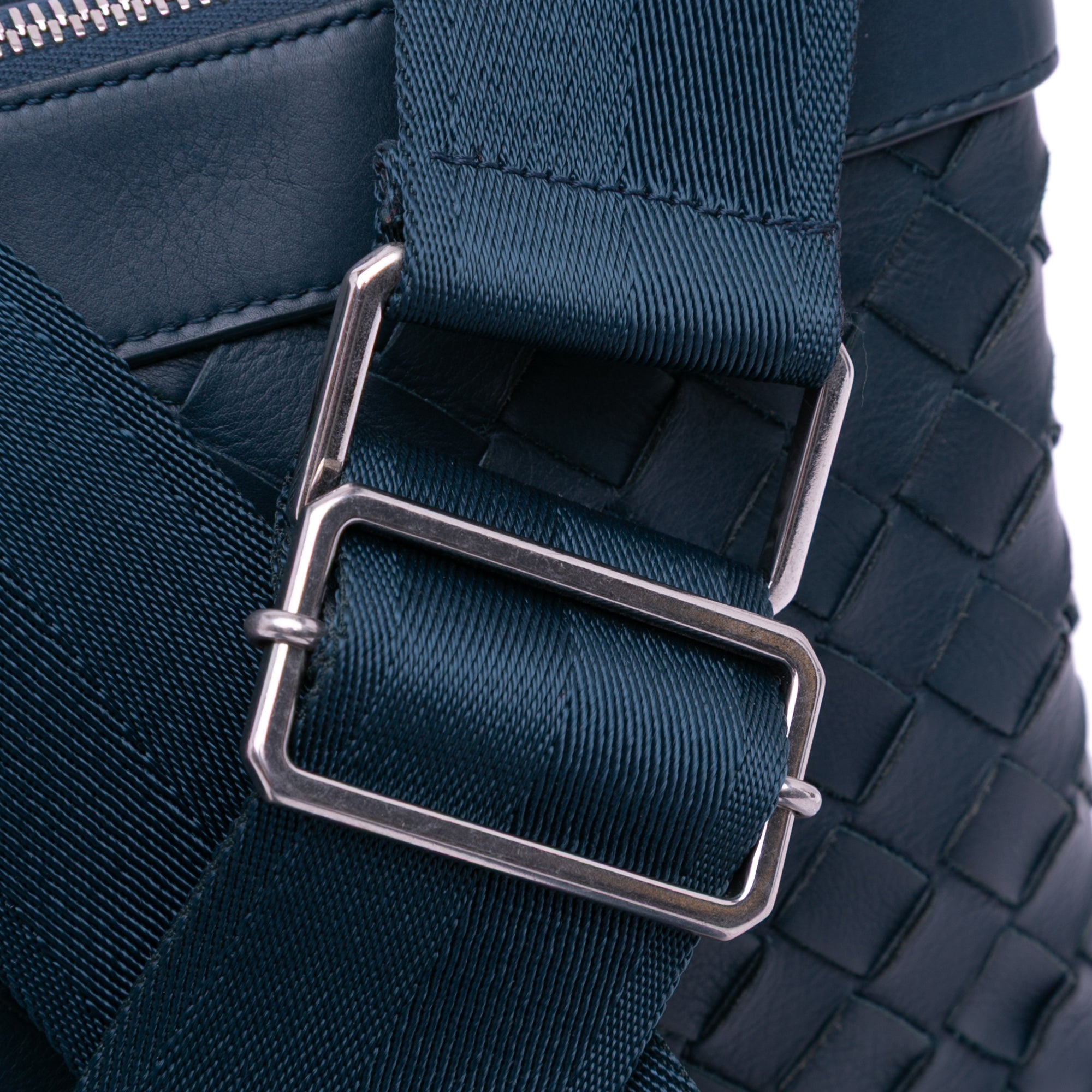 Bottega Veneta | Pre-Owned Leather Intrecciato Duo Crossbody | Blue