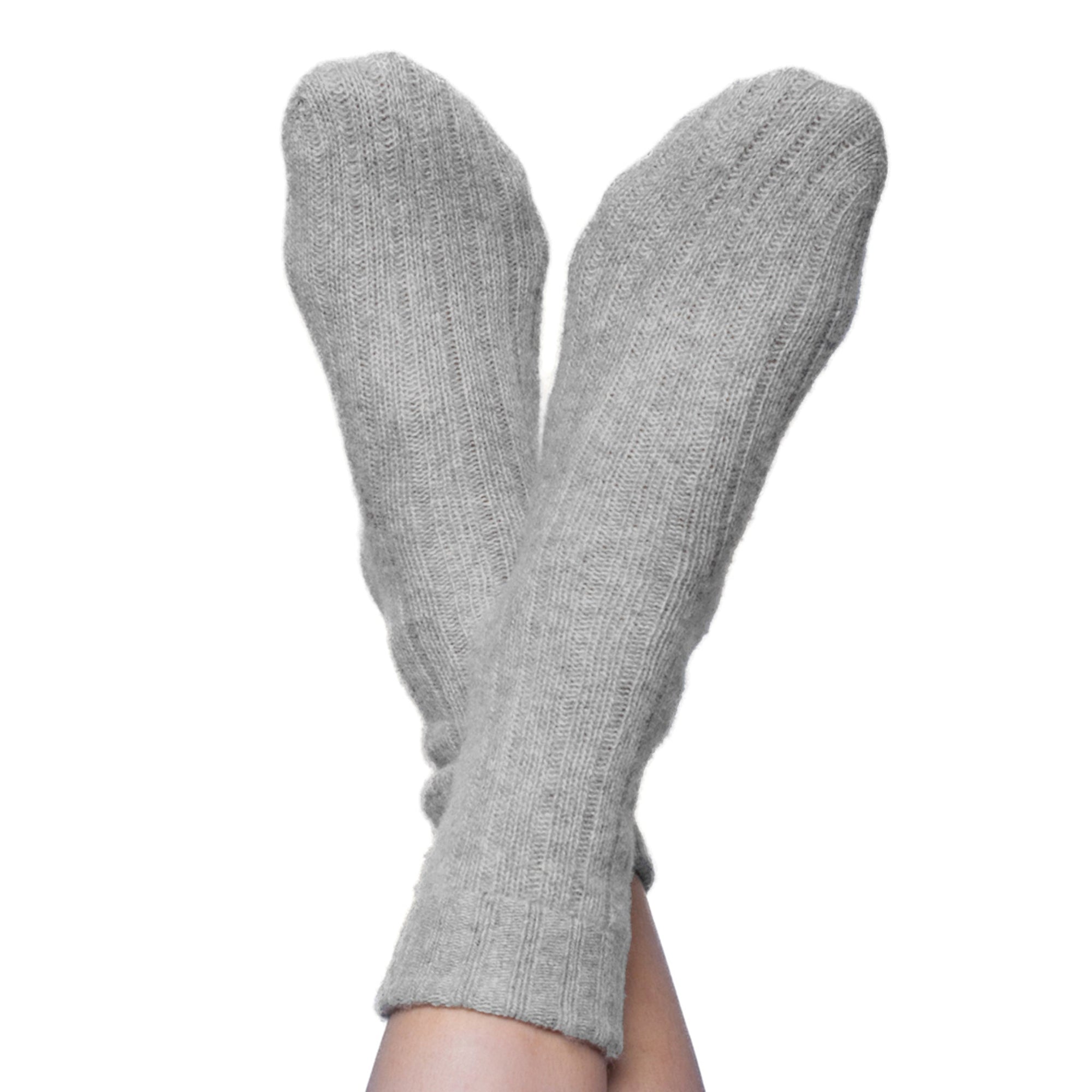 Cashmere Ribbed Socks | Light Grey