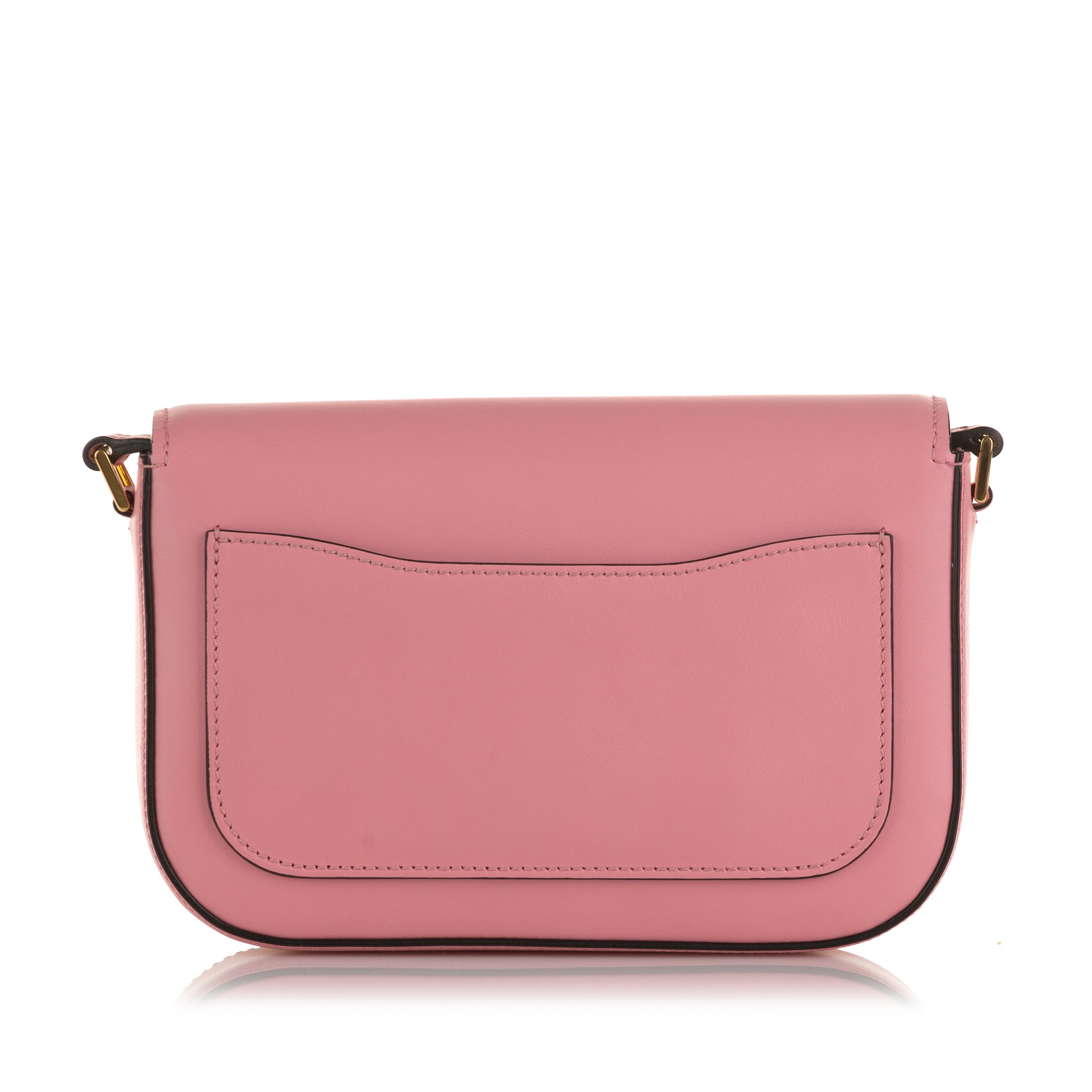Prada | Pre-Owned Glace Calf Studded Etiquette Crossbody | Pink/Blush