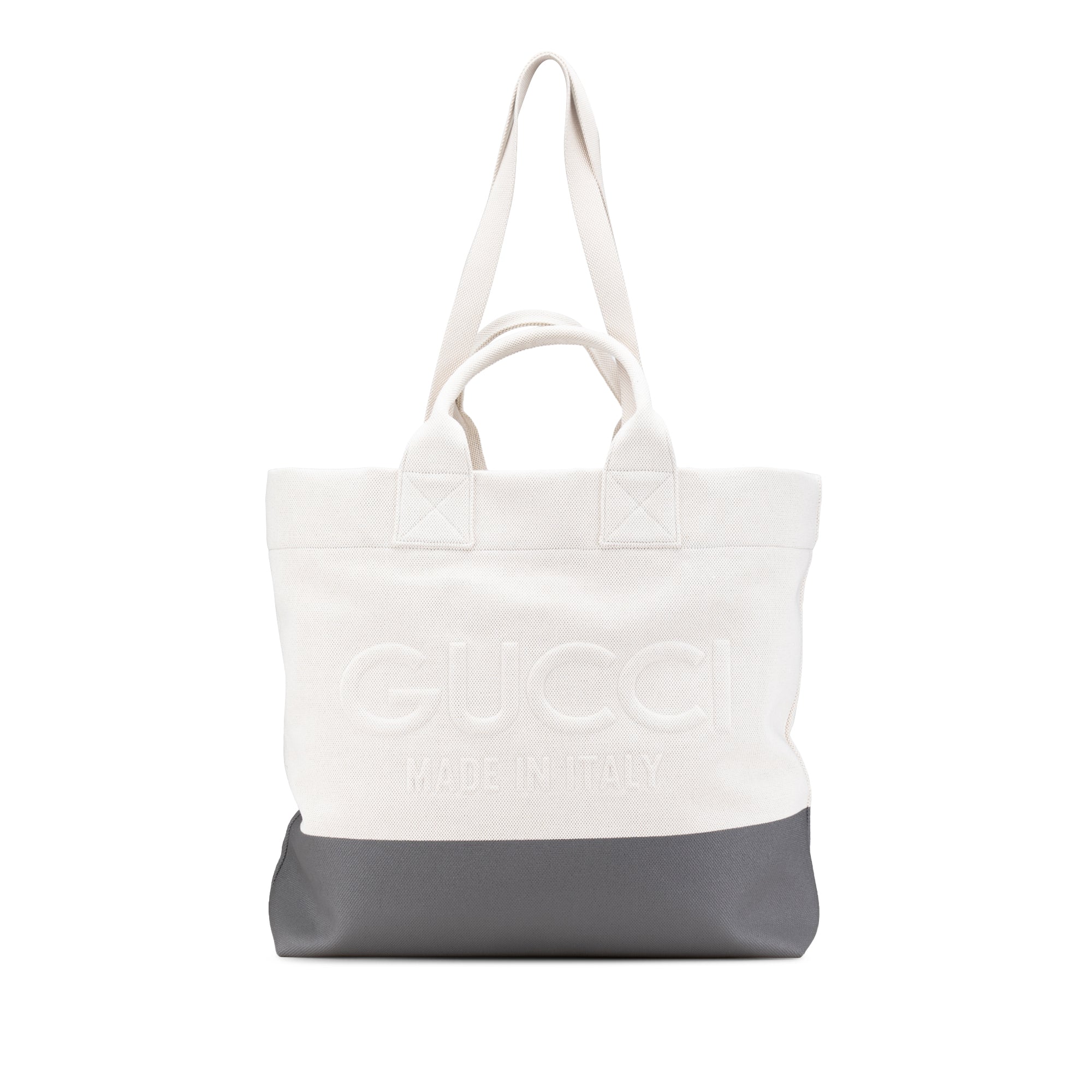 Gucci | Pre-Owned Canvas Embossed Logo Tote | White