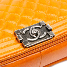 Chanel | Pre-Owned Old Medium Quilted Patent Boy Flap | Orange