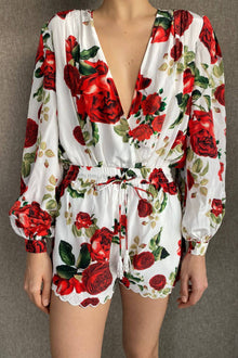 Body Suit | White/Red Roses