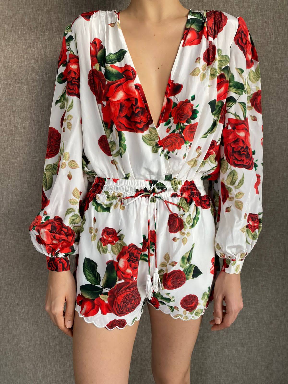 Shorts | White/Red Roses