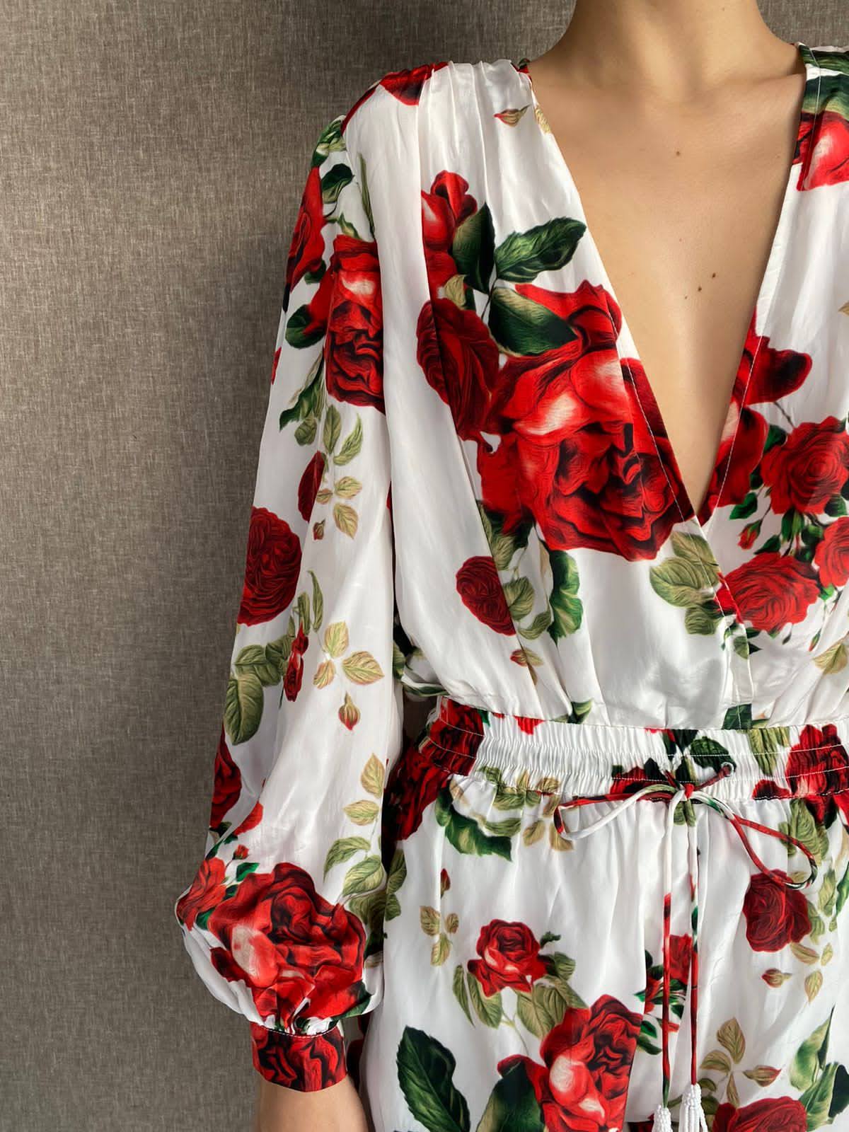 Body Suit | White/Red Roses