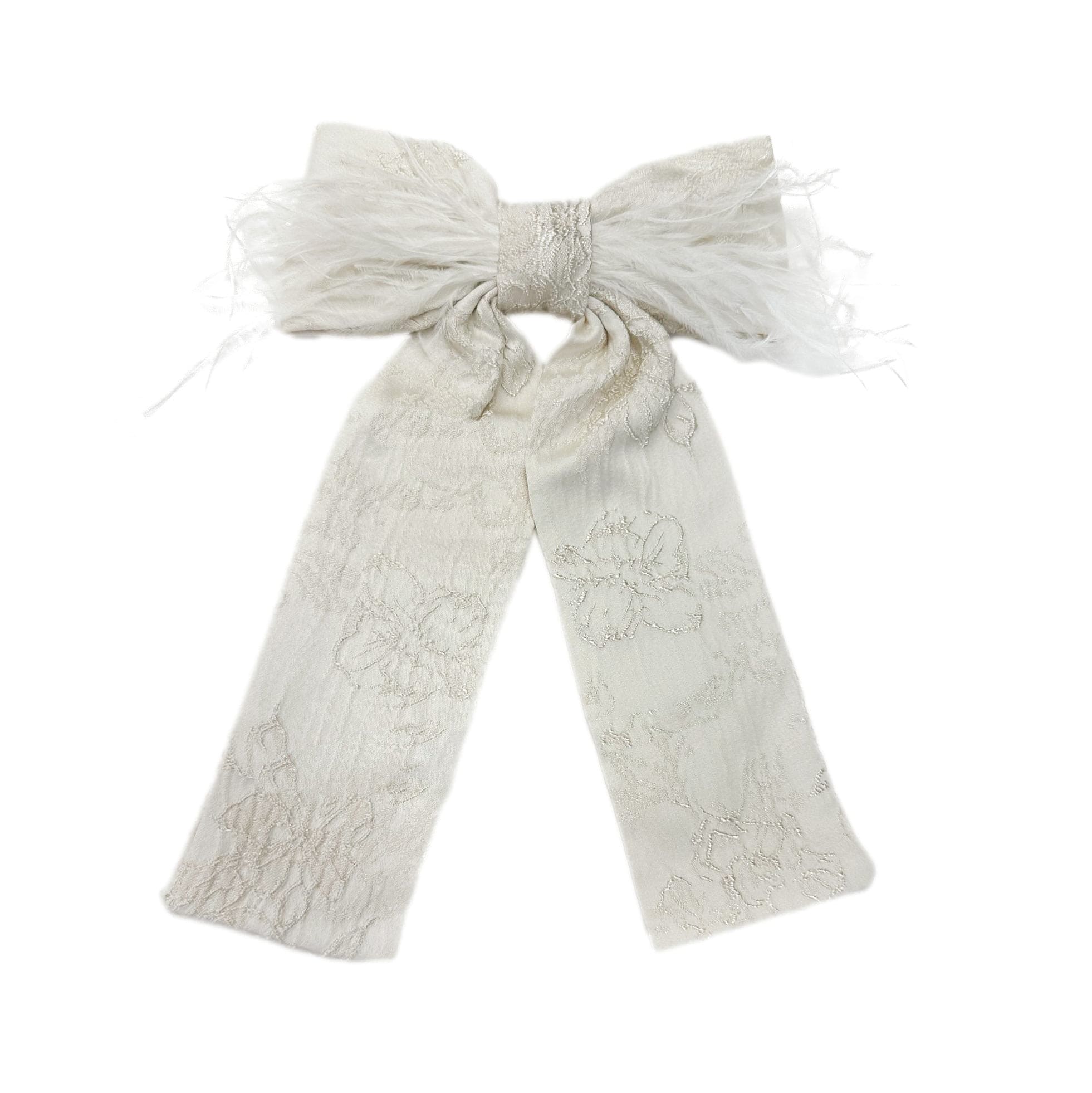 Eliza Ceremony Feather Hair Bow | Ivory