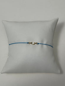 Initial Friendship Bracelet | 10K Yellow Gold | Blue Adjustable Cord