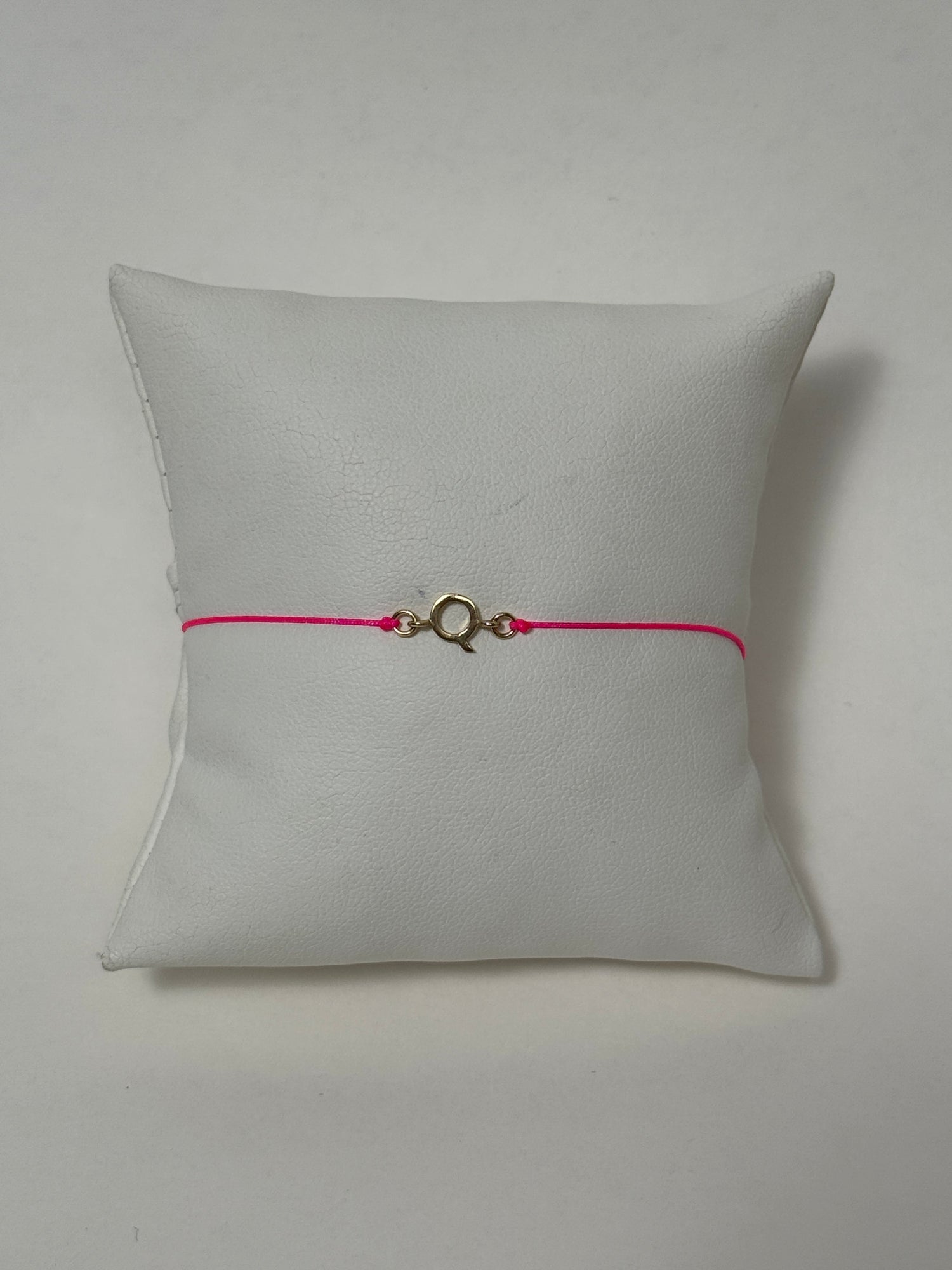 Friendship Initial Bracelet | 10K Yellow Gold | Hot Pink
