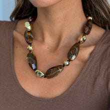 Brown Marbled Beaded Necklace with Gold - Adina's Jewels