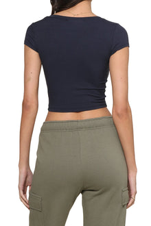 Ribbed V Neck Cropped Tee