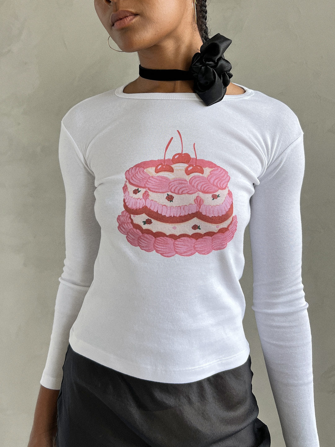 Dana Long Sleeve Tee | White/Cake
