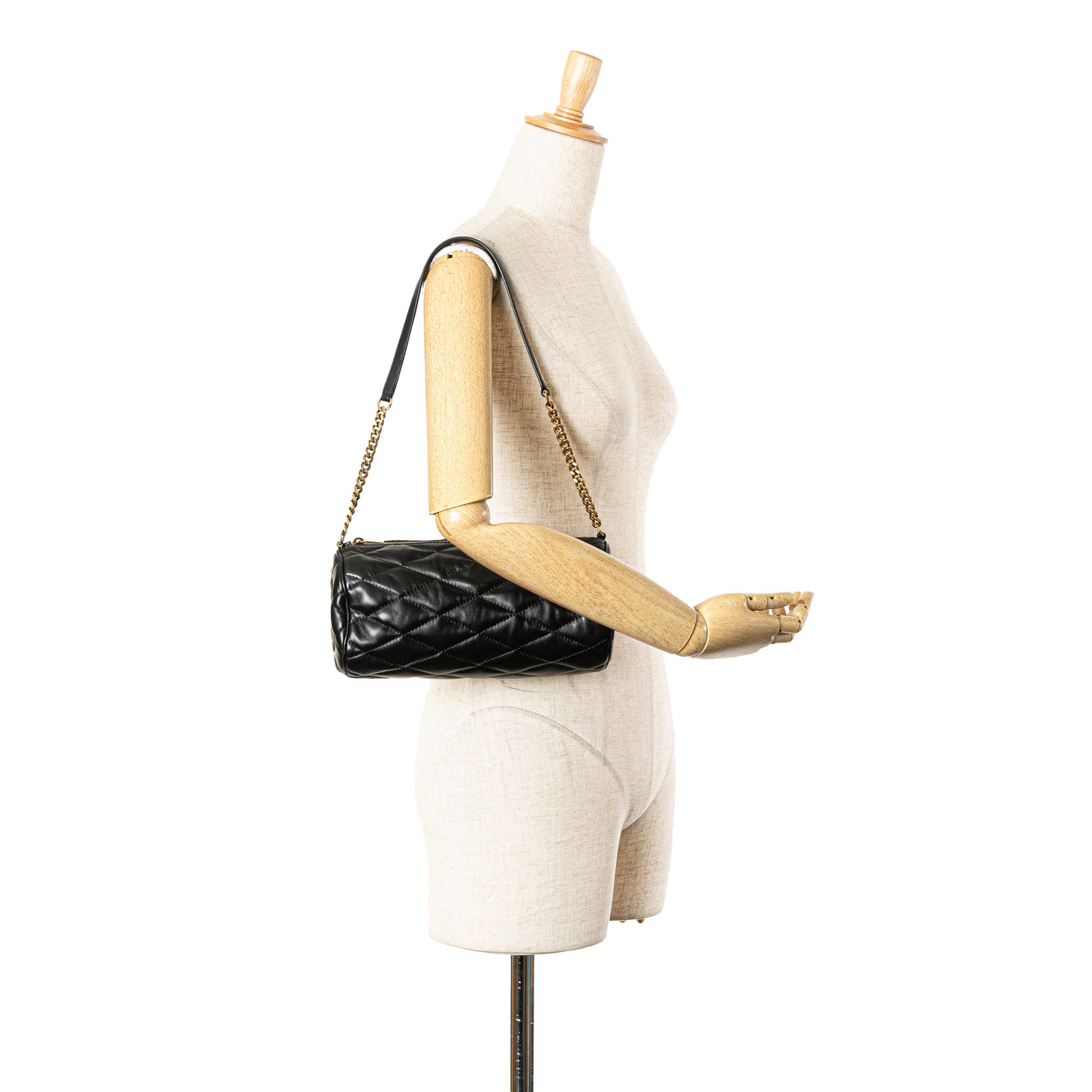 Saint Laurent | Pre-Owned Small Quilted Lambskin Sade Tube Bag | Black