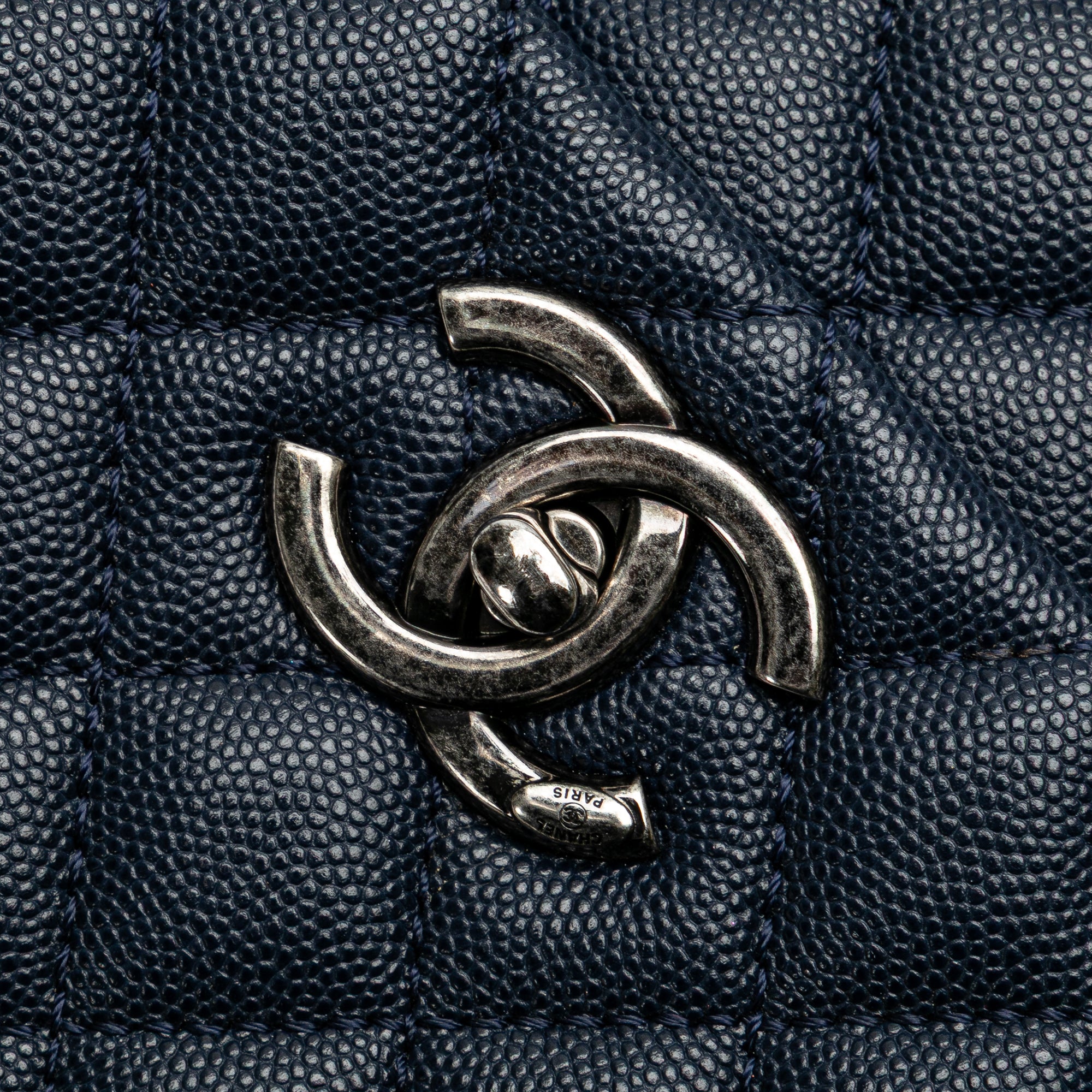 Chanel | Pre-Owned Large Caviar Coco Top Handle Bag - I | Blue/Navy