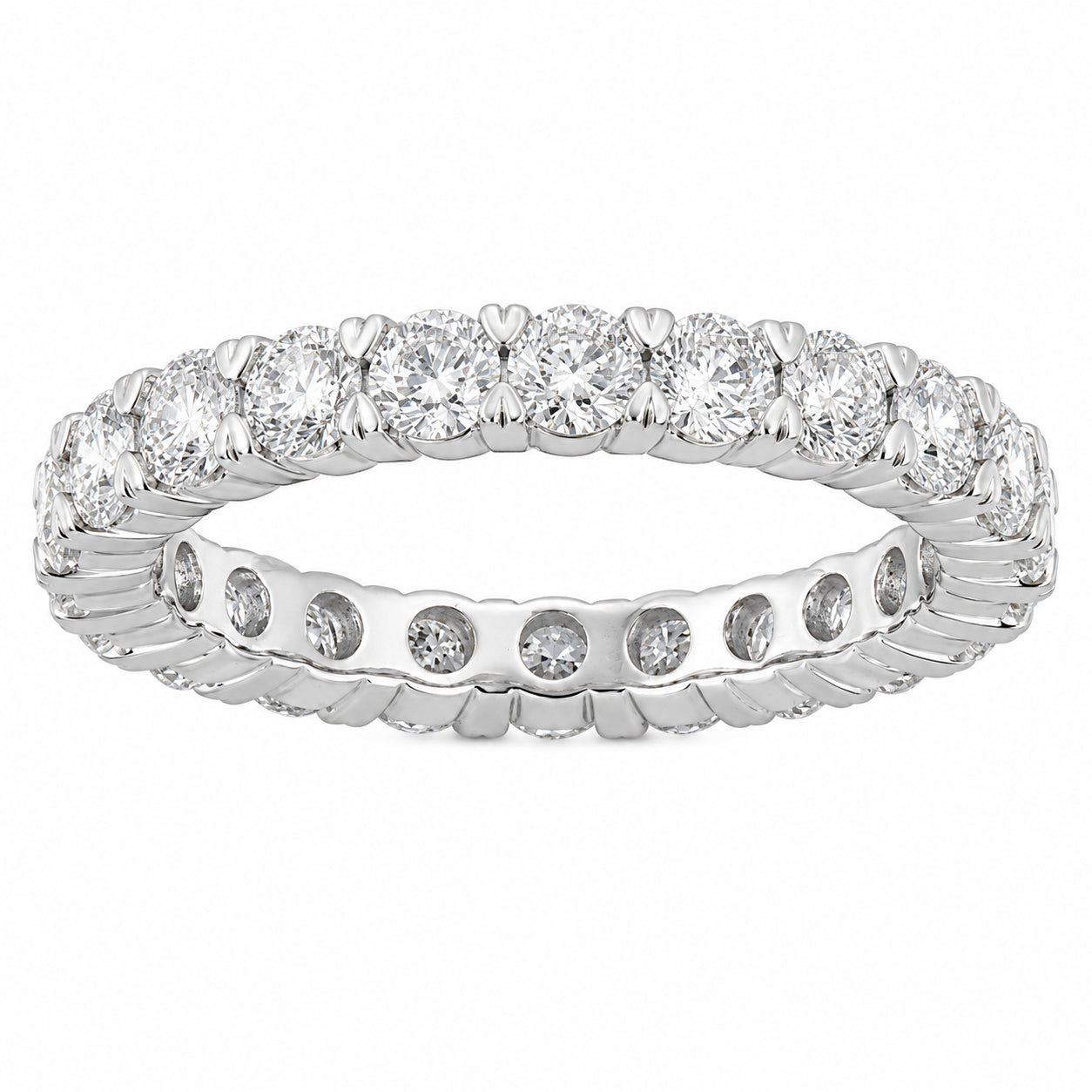 Womens | Eternity Band Ring | 14K White Gold | 2 CTW Round Cut Natural Diamond | G-SI