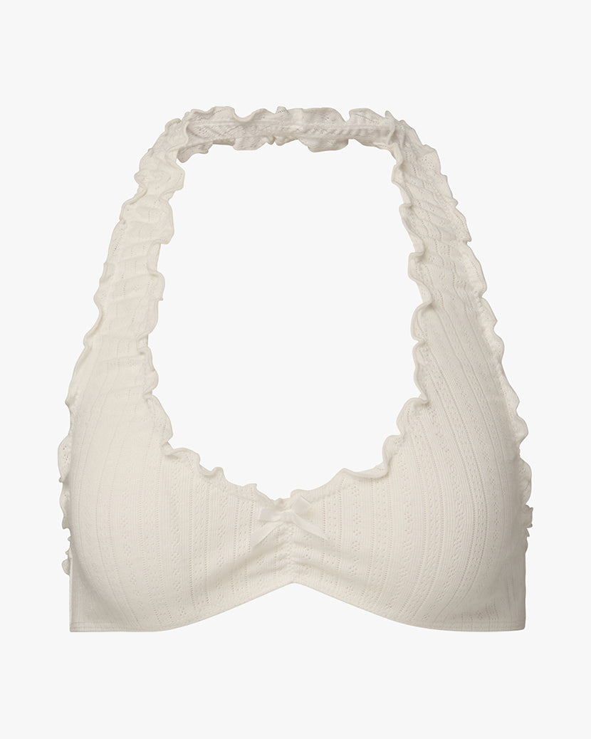 Ruffle Halter Bra | Ivory