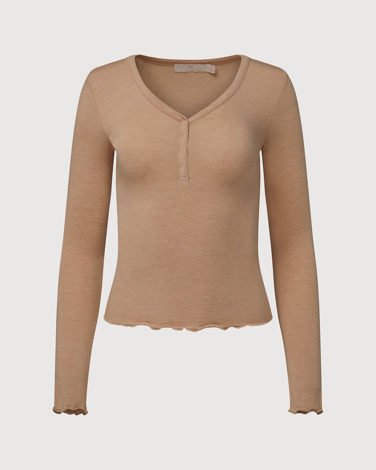 V-neck Henley Top | Heather Sand