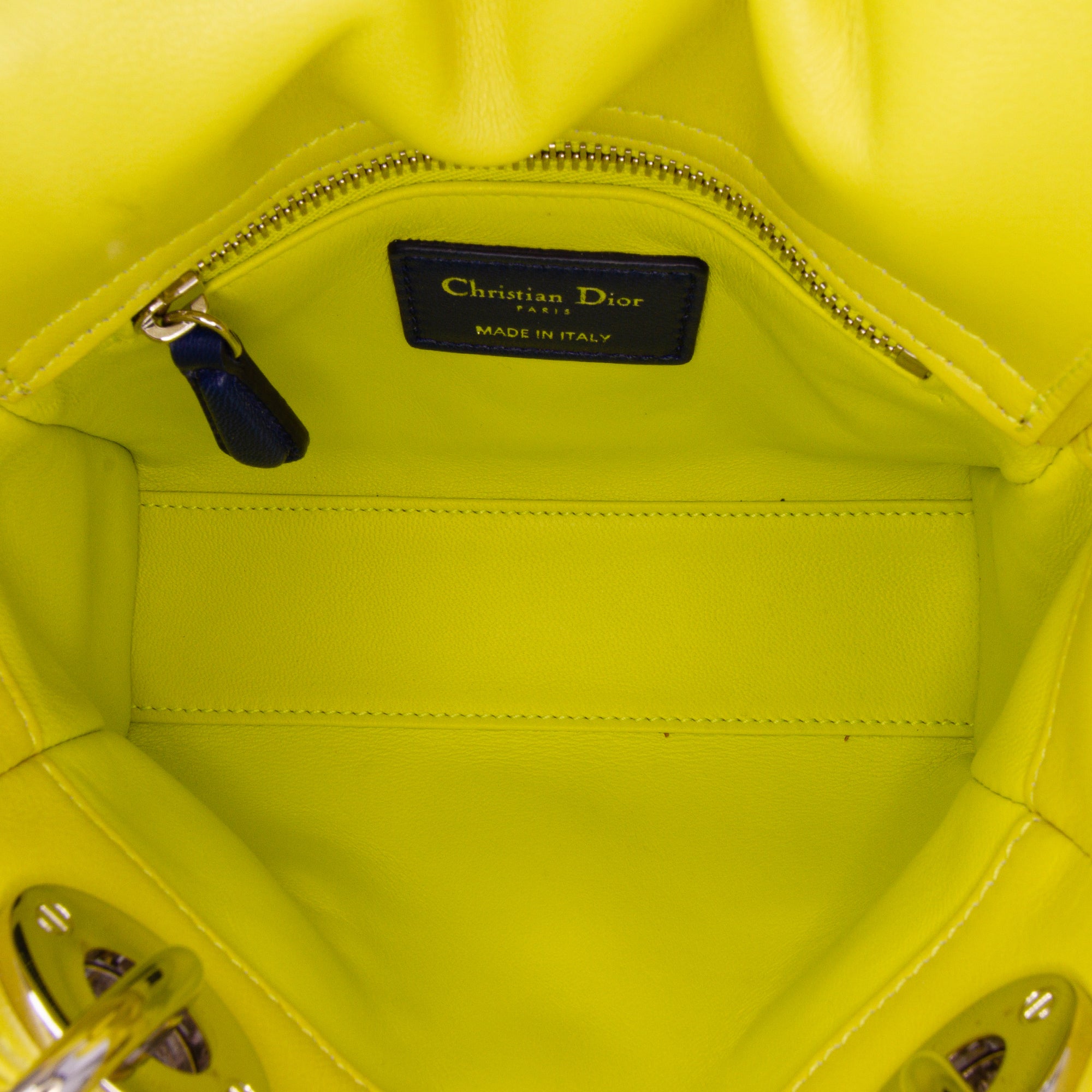 Dior | Pre-Owned Mini Tricolor Lambskin Cannage Lady | Yellow/Pink/Navy