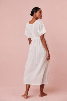 Short sleeve maxi nightgown featuring embroidery.