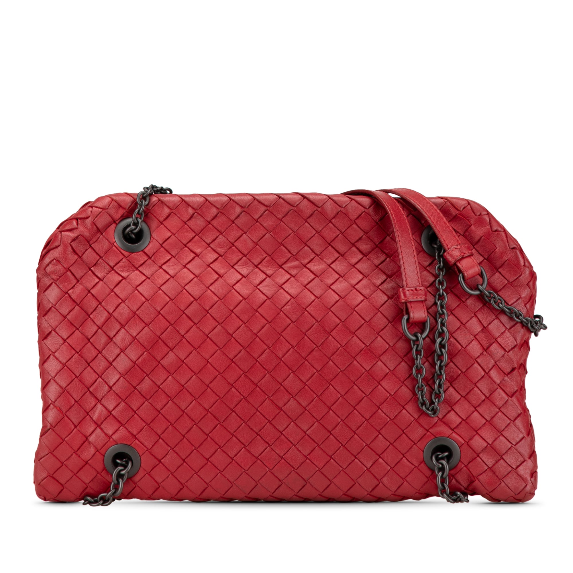 Bottega Veneta | Pre-Owned Nappa Intrecciato Duo Shoulder Bag | Red