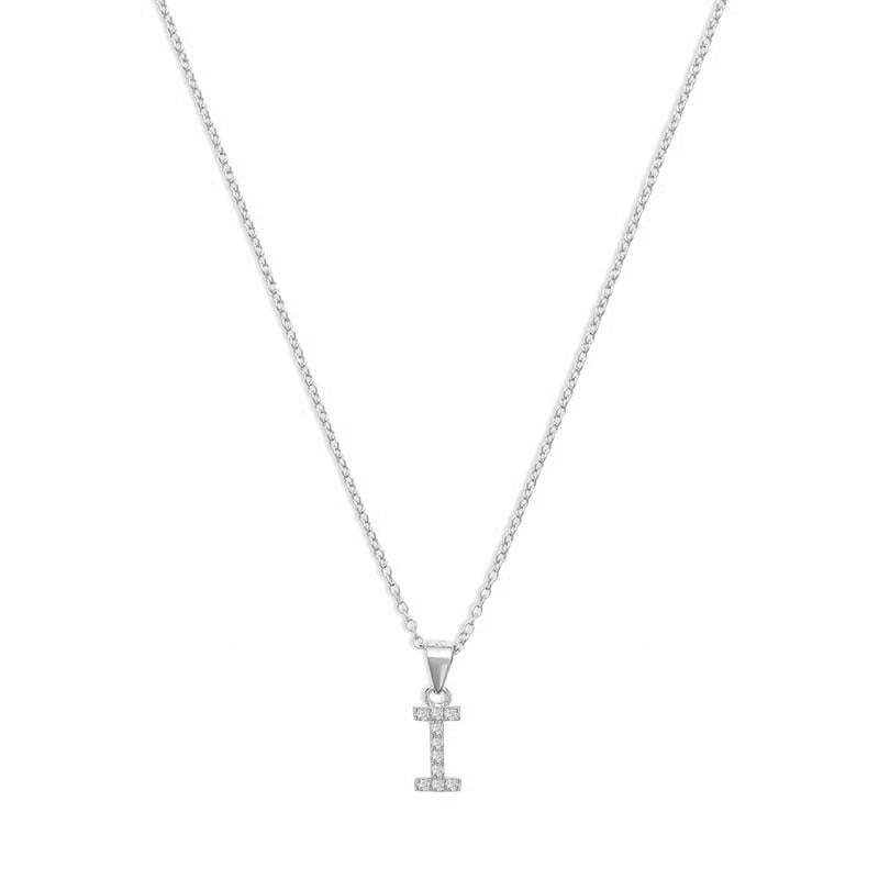 The Pave Single Block Initial Necklace | 18KT Gold Vermeil & Sterling Silver