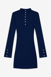 Isla Long  Sleeve Mini Dress in Midnight Blue