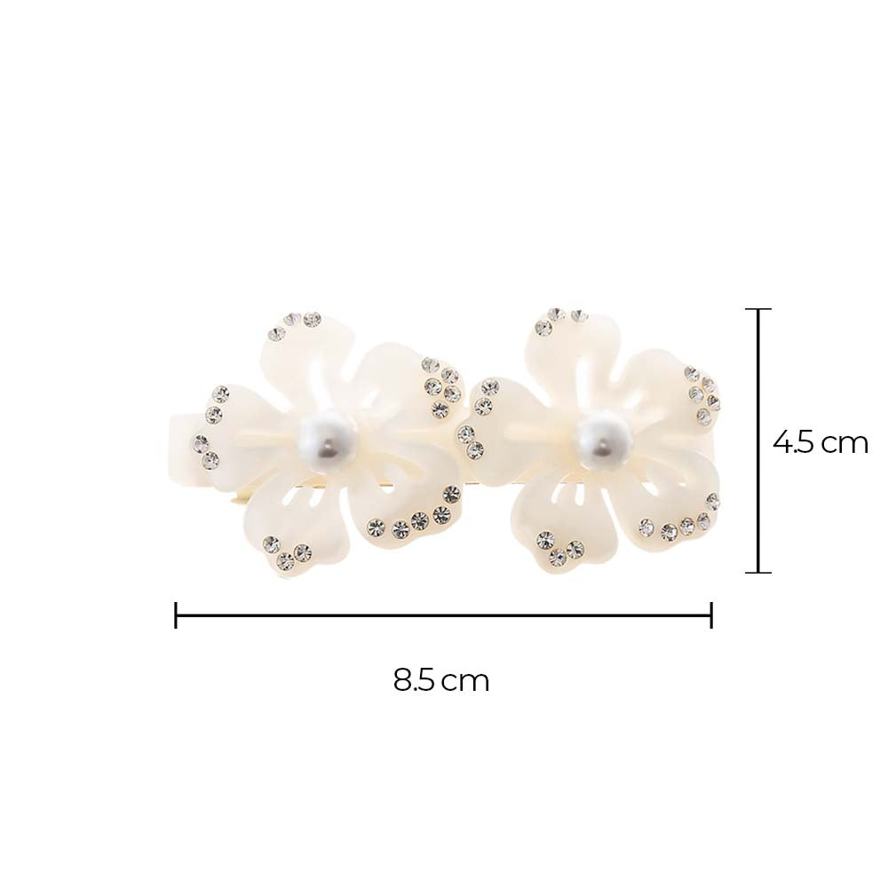 MOP Double Cutout Flower Hair Barrette - Adina's Jewels