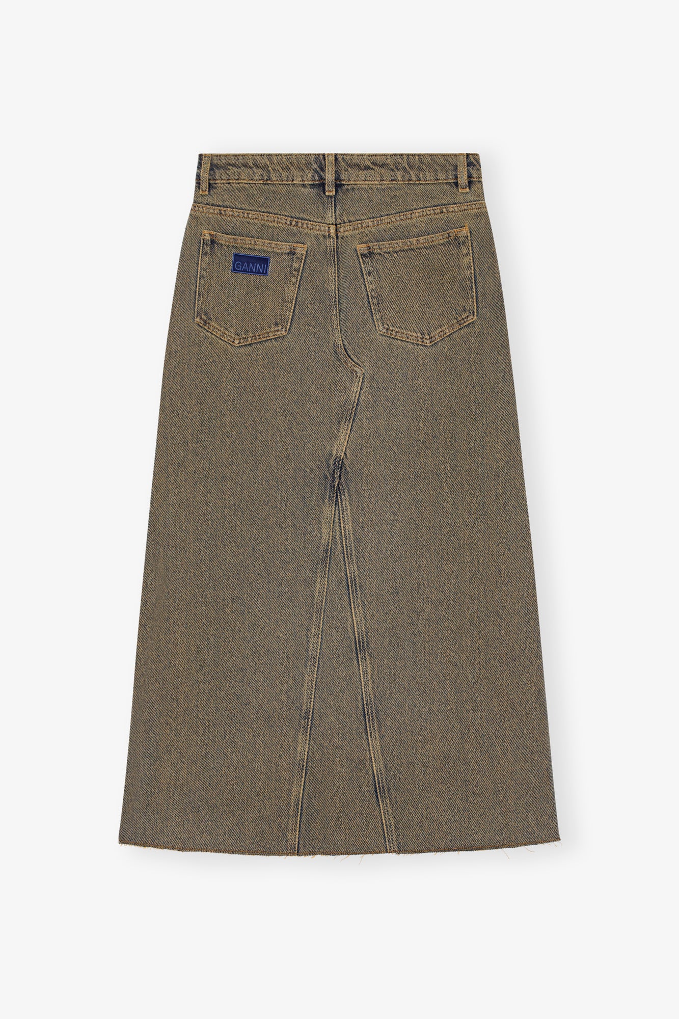 Overdyed Heavy Denim Maxi Skirt | Shitake
