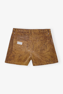 Foil Overdyed Denim Hotpants | Cognac