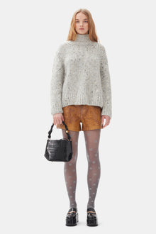 Foil Overdyed Denim Hotpants | Cognac