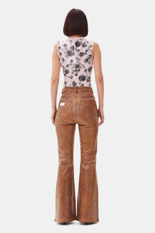 Foil Overdyed Denim Flare Jeans HW | Cognac