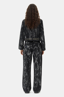 Heavy Denim Belted Jacket | Washed Black/Black