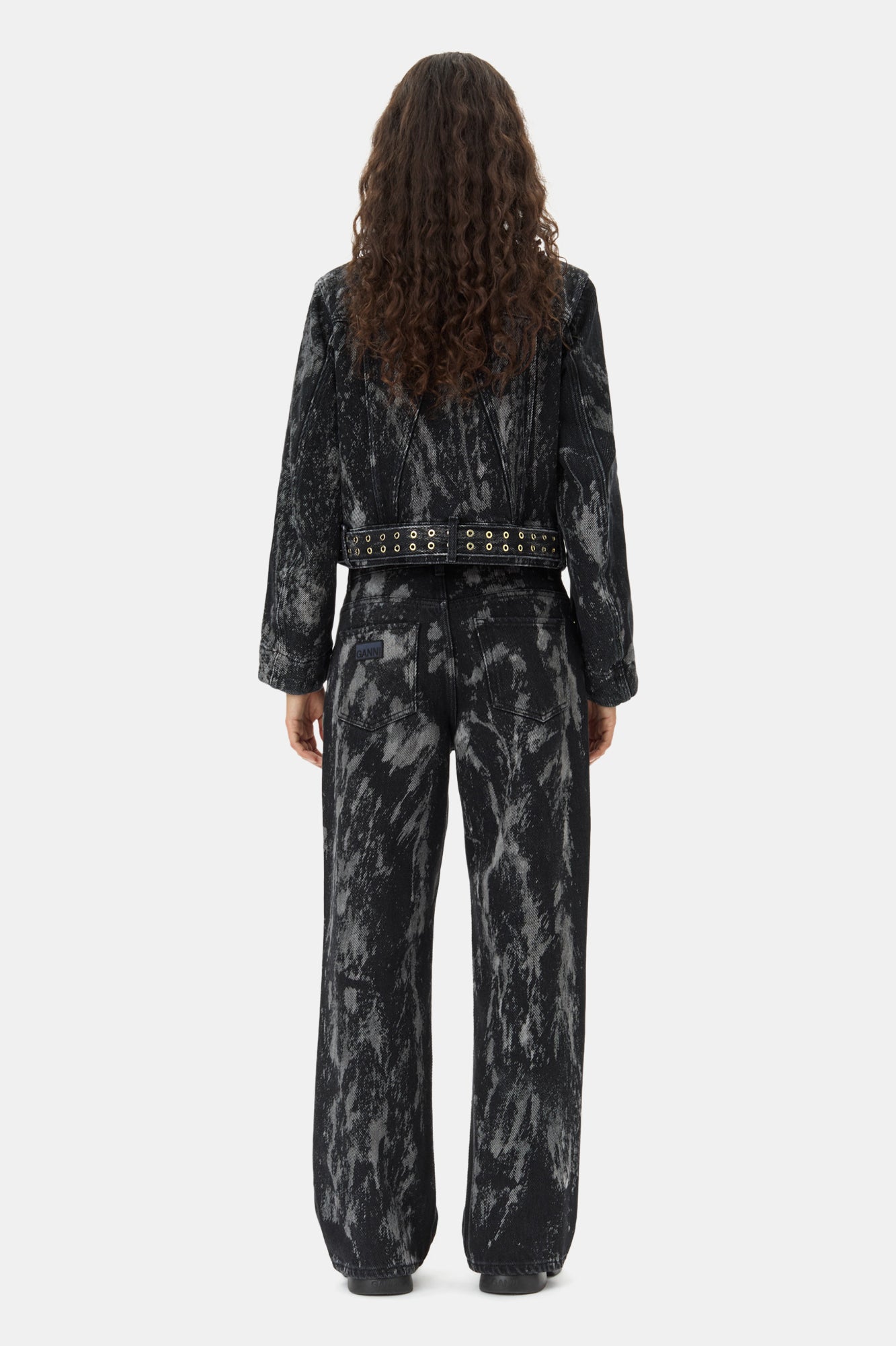 Heavy Denim Belted Jacket | Washed Black/Black