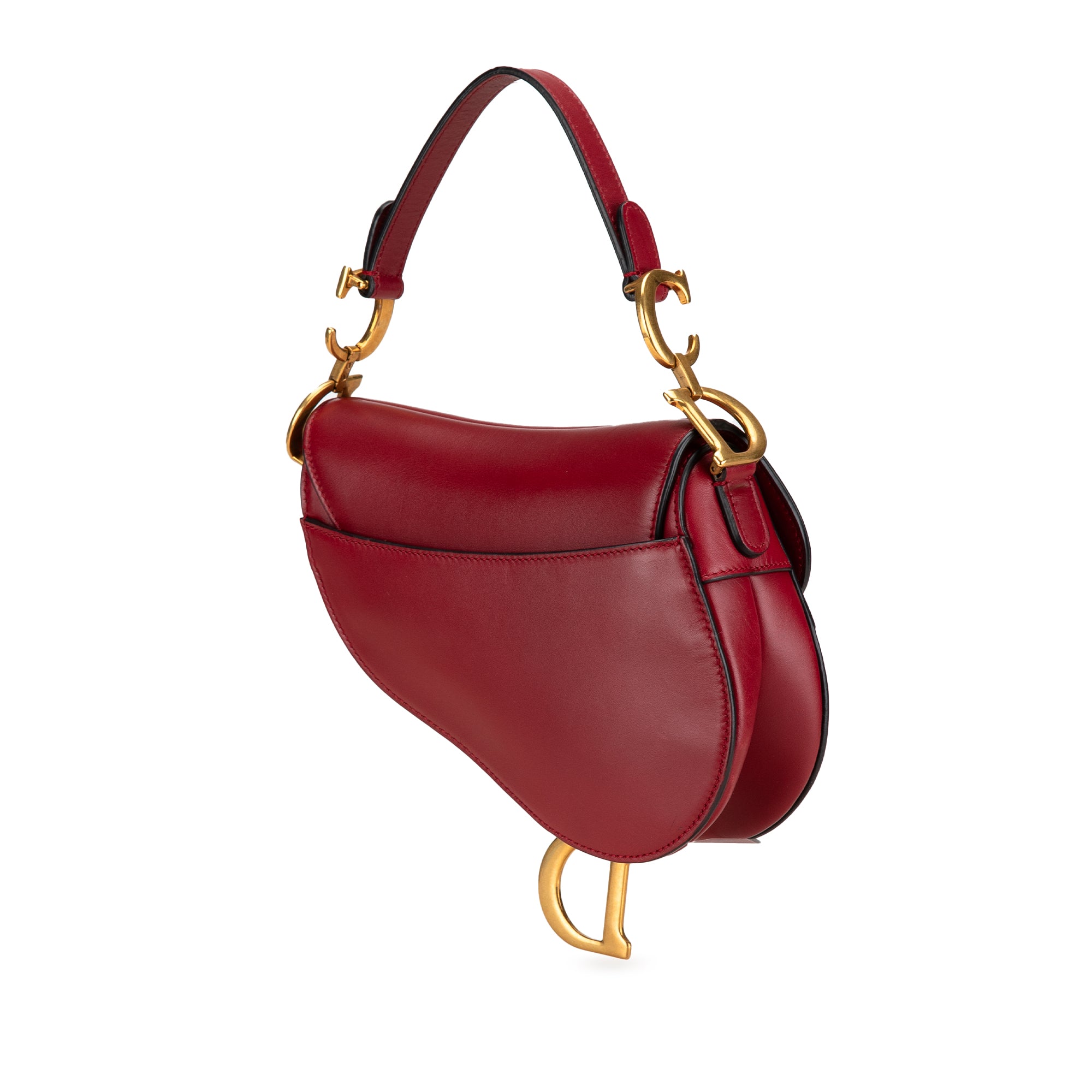 Dior | Pre-Owned Mini Grained Calfskin Saddle Bag | Red/Bordeau