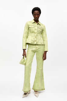 Foil Overdyed Denim Fitted Blazer | Golden Cypress