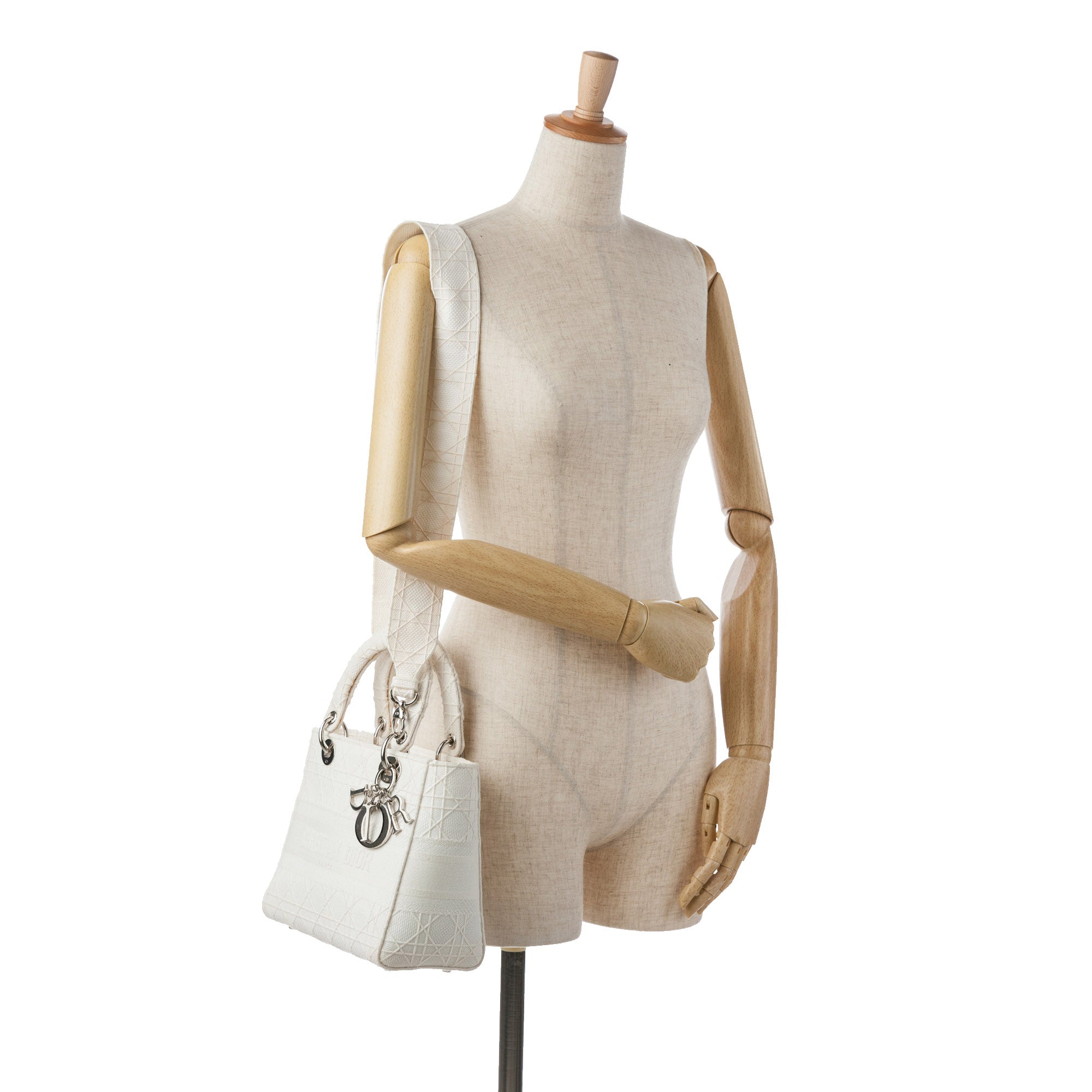 Dior | Pre-Owned Medium Canvas Cannage Lady D Lite - I | White