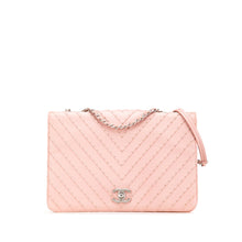 Chanel | Pre-Owned Chevron Calfskin Studded Full Flap | Pink/Light Pink