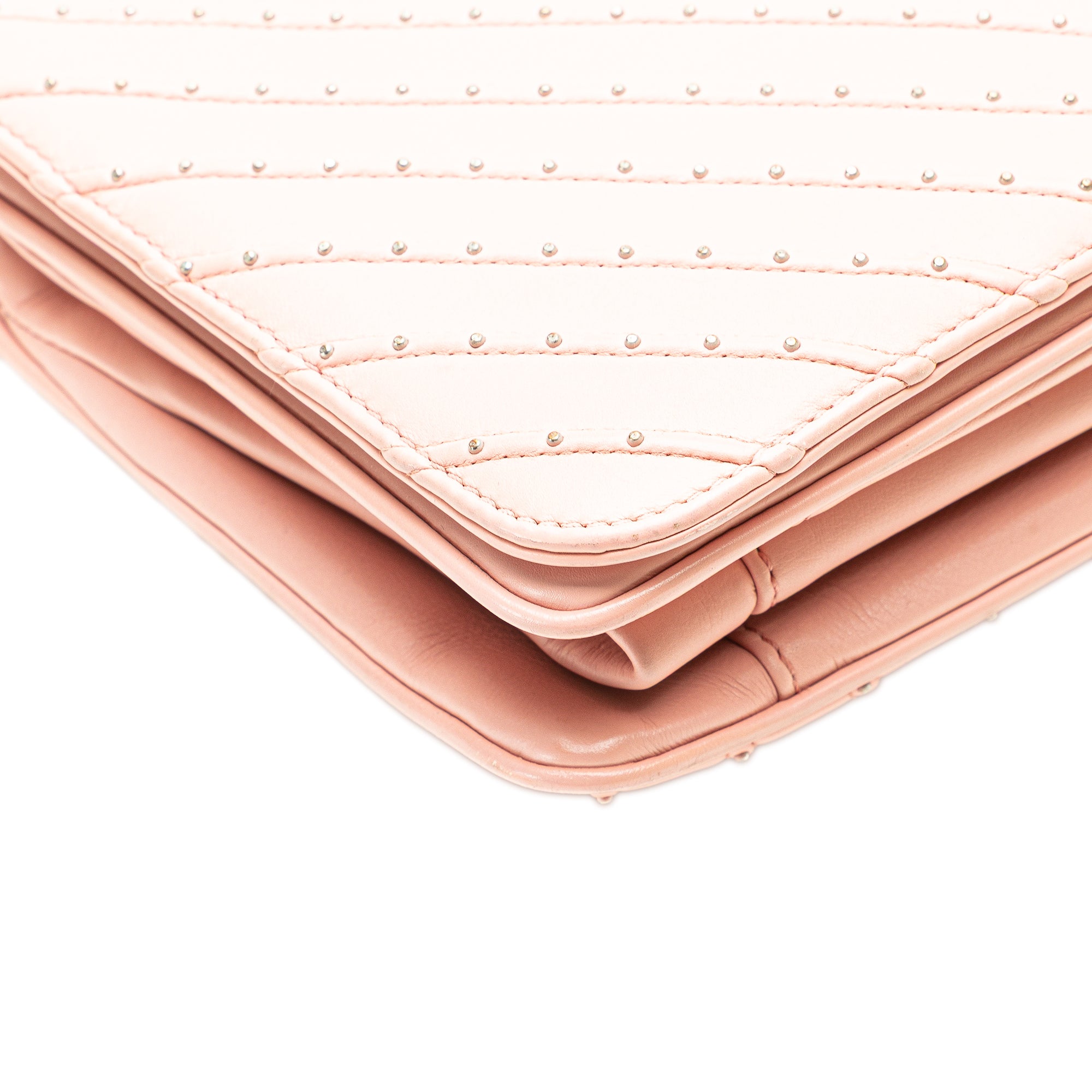 Chanel | Pre-Owned Chevron Calfskin Studded Full Flap | Pink/Light Pink