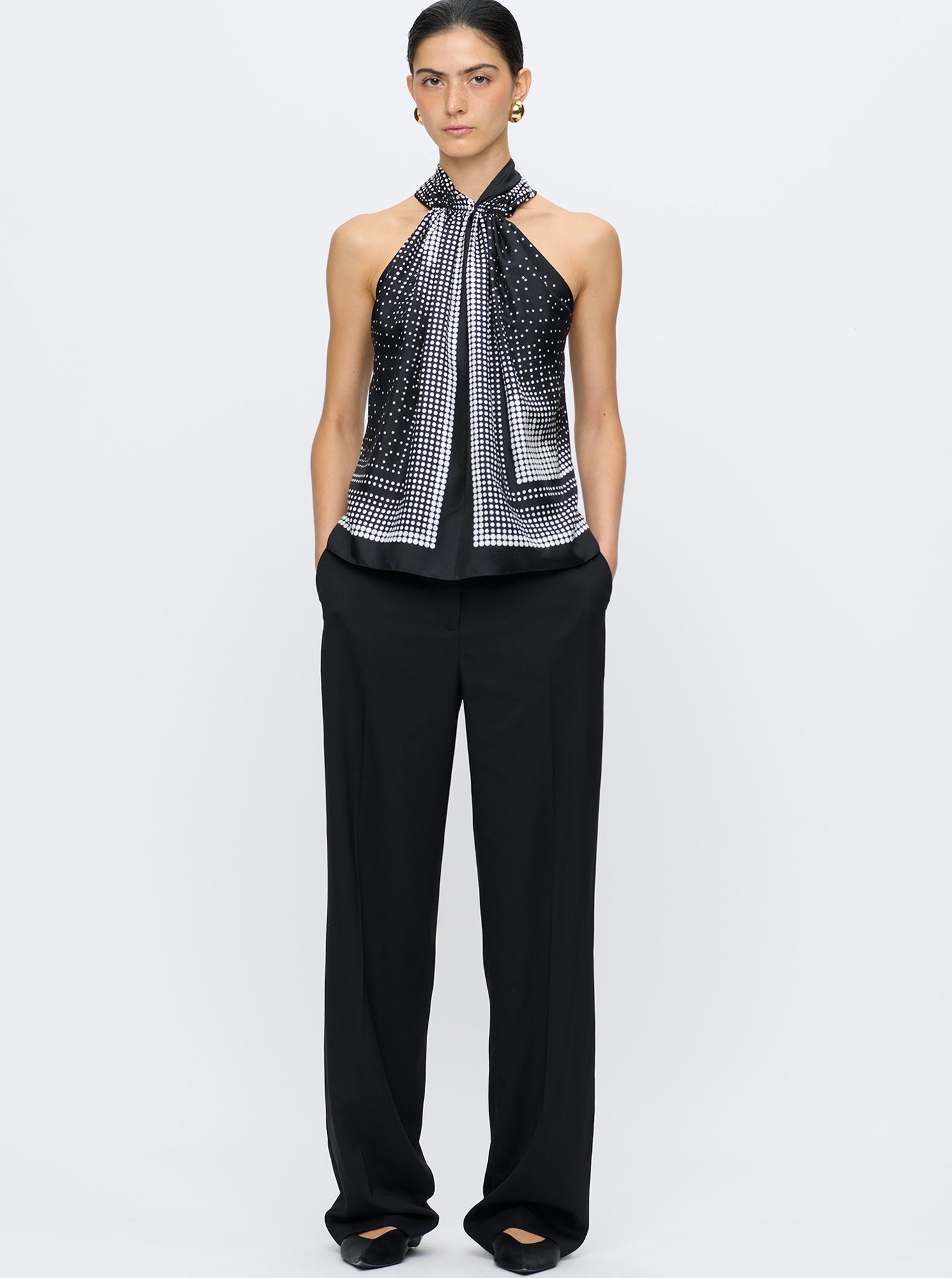Jaranda Halter Scarf Top | Black/White