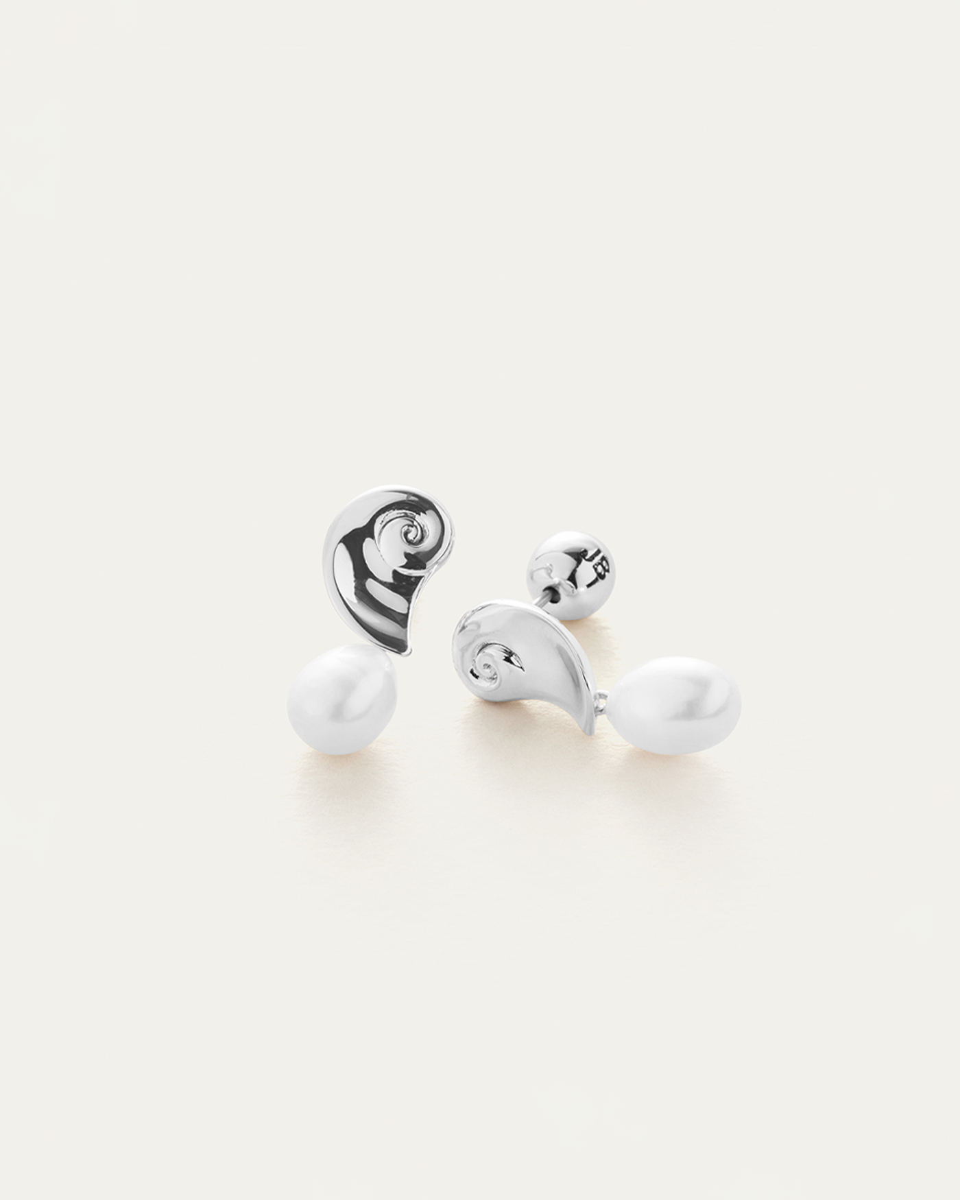 Freshwater Pearl | Lucille Earrings | Silver Dipped Brass