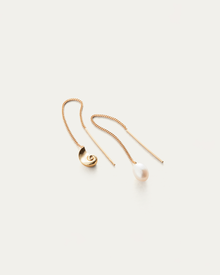 Freshwater Pearls | Lucille Threader Earrings | 14K Gold Dipped Brass